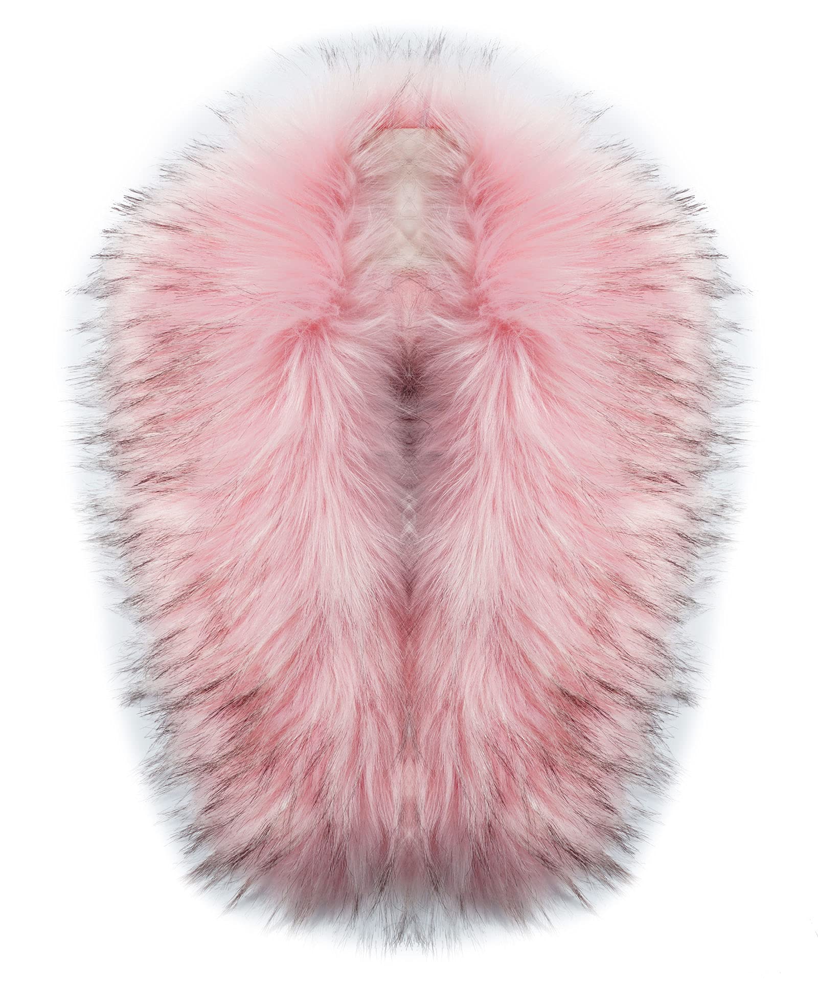 MAGIMODAC Faux Fur Collar detachable Hood Trim Replacement For Hood Pink with black tip 80cm โ image 1