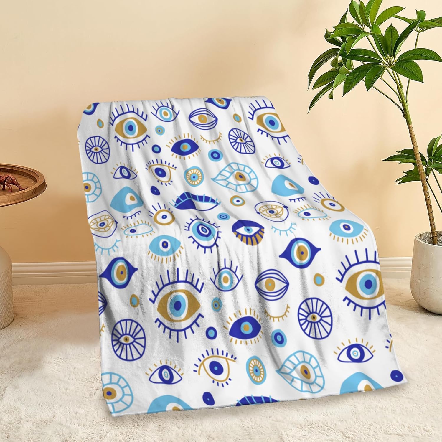 Evil Eyes Throw Blanket Soft Warm Cozy Lightweight Flannel Blanket for Bedding Sofa Travel 50"X60" - Image 6