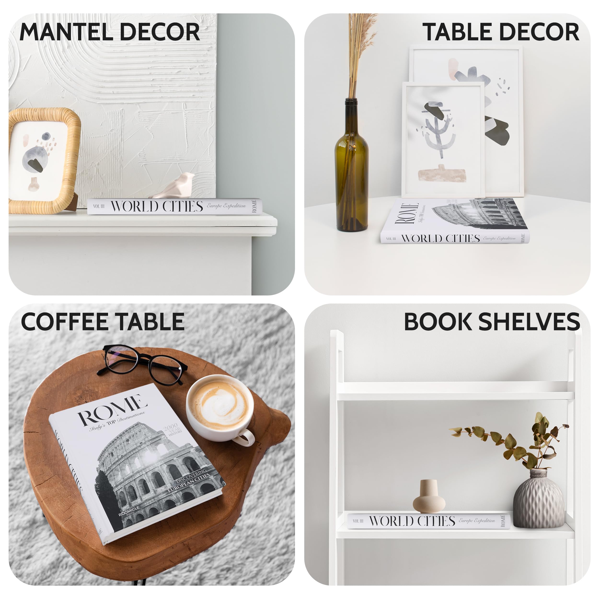 Libro decorativo Roma, grande libro decorativo per tavolino da caffè, libro finto – decorazione per libri falsi – decorazione per libri per scaffali – libro per decorazione – libri di design per