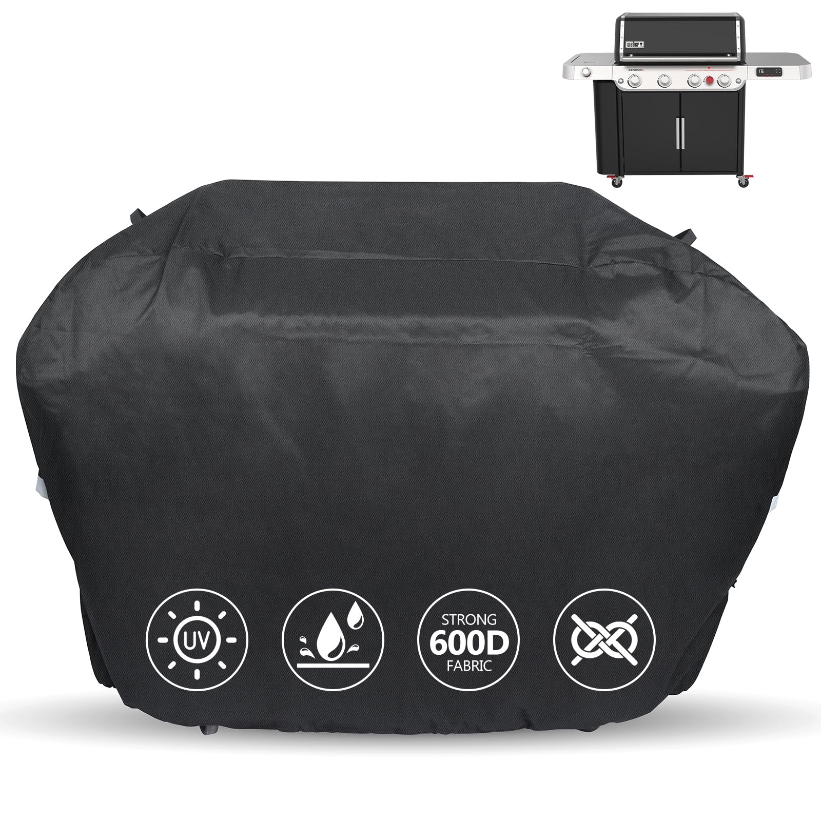 QuliMetal70 Inches Grill Cover for Weber Genesis II 4-Burner 400 Series Gas Grills (2022 New Model) - Heavy Duty, Waterproof & Fade Resistant Outdoor BBQ Cover, Compared to Weber 7758