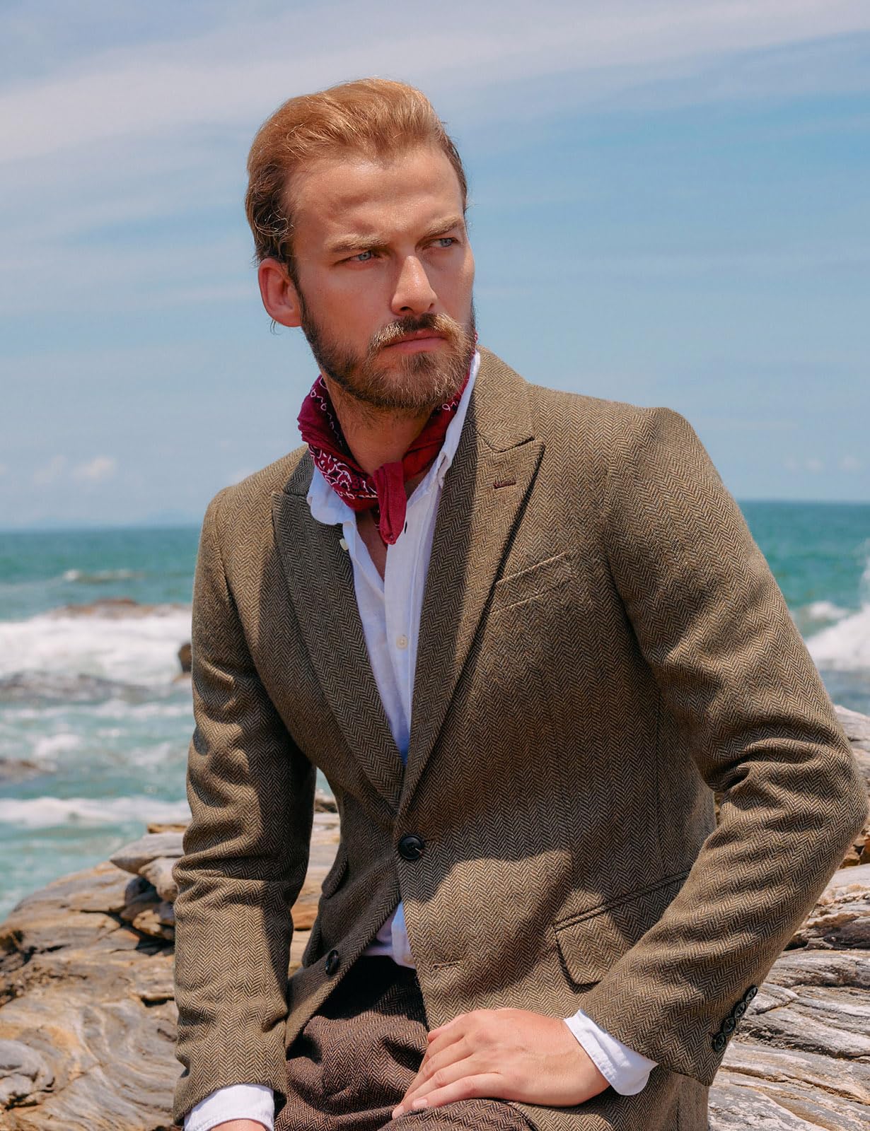 PJ Paul Jones Sakko Herren Vintage British Blazer 2 Knöpfe Tweed Jackett