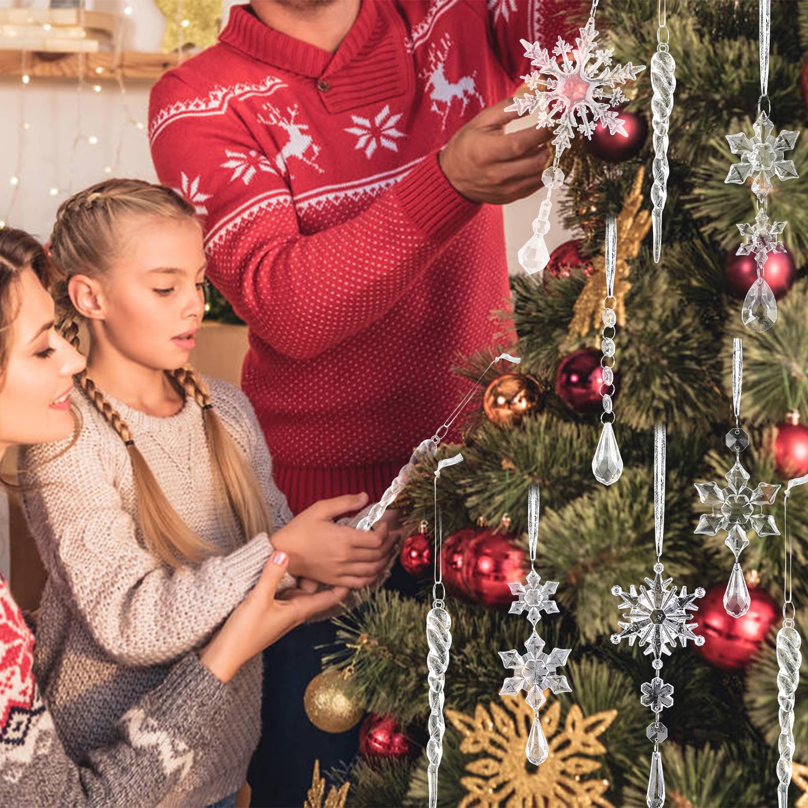 Deekin 72 Adornos De Carámbano De Copo De Nieve Para árbol De Navidad, Carámbanos