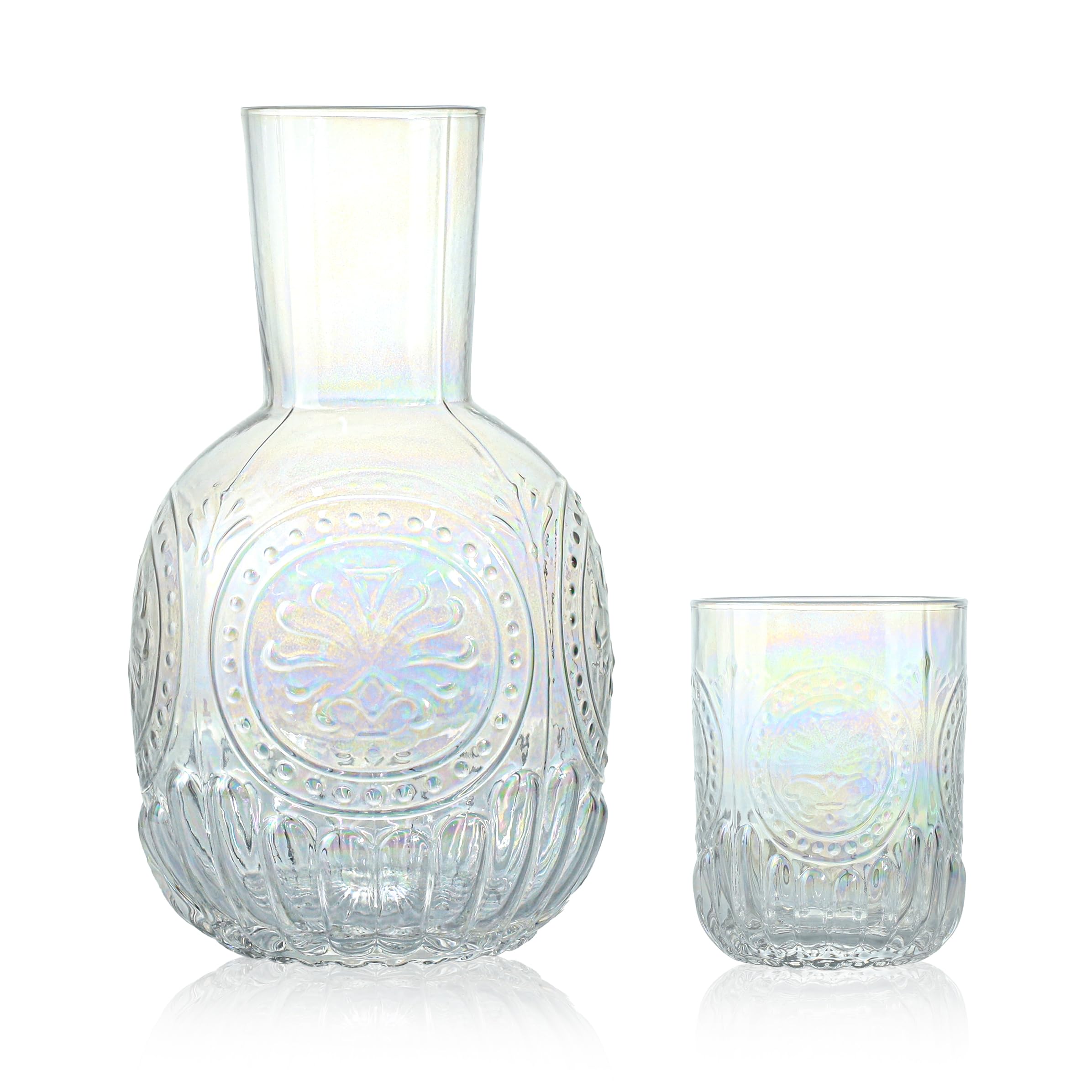Carafe à eau rétro en verre transparent avec gobelet en verre, pichet en verre et tasse de nuit