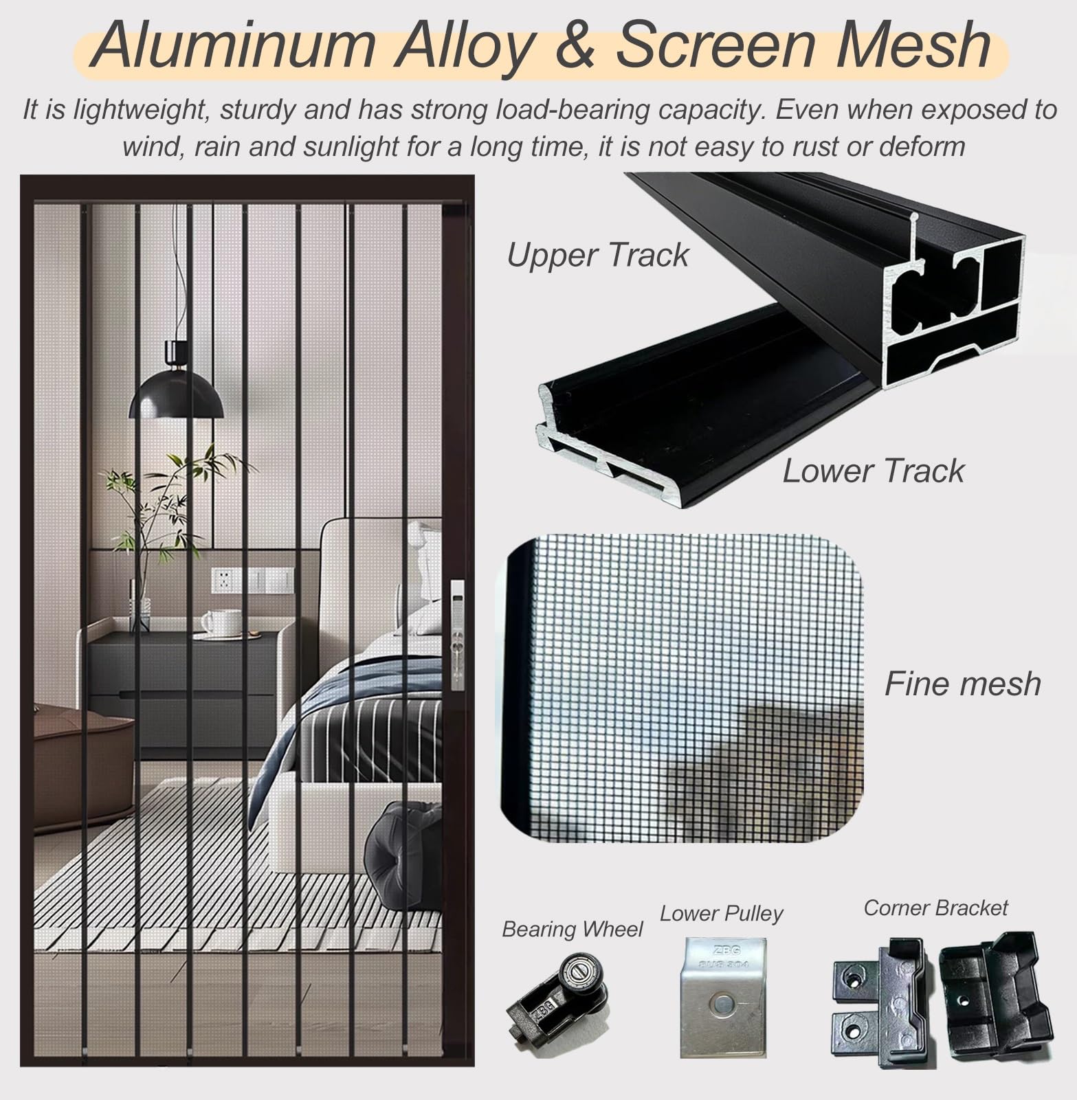 Rejas para Ventanas Exteriores Malla Mosquitera Extensible Alta Altura Puertas, Ideal Gatos Perros, Mosquitera Repuesto Ligera Cerradura, Valla Protectora Antiarañazos(W55xH60cm/22x24in)