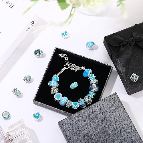 Miniatura 6 de 80 piezas surtidas de cuentas europeas de agujeros grandes, cuentas de vidrio espaciadoras de diamantes de imitación de metal para macramé,