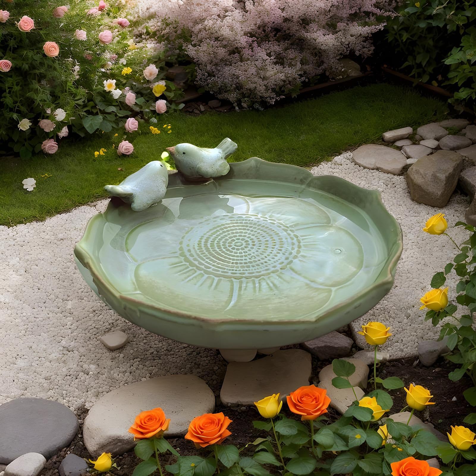 Ceramiczne wanienki dla ptaków na zewnątrz,Ceramiczne wanienki dla ptaków | Miska do karmienia ptaków Pulpit, Pokład, Balkon, Trawnik, Ogród