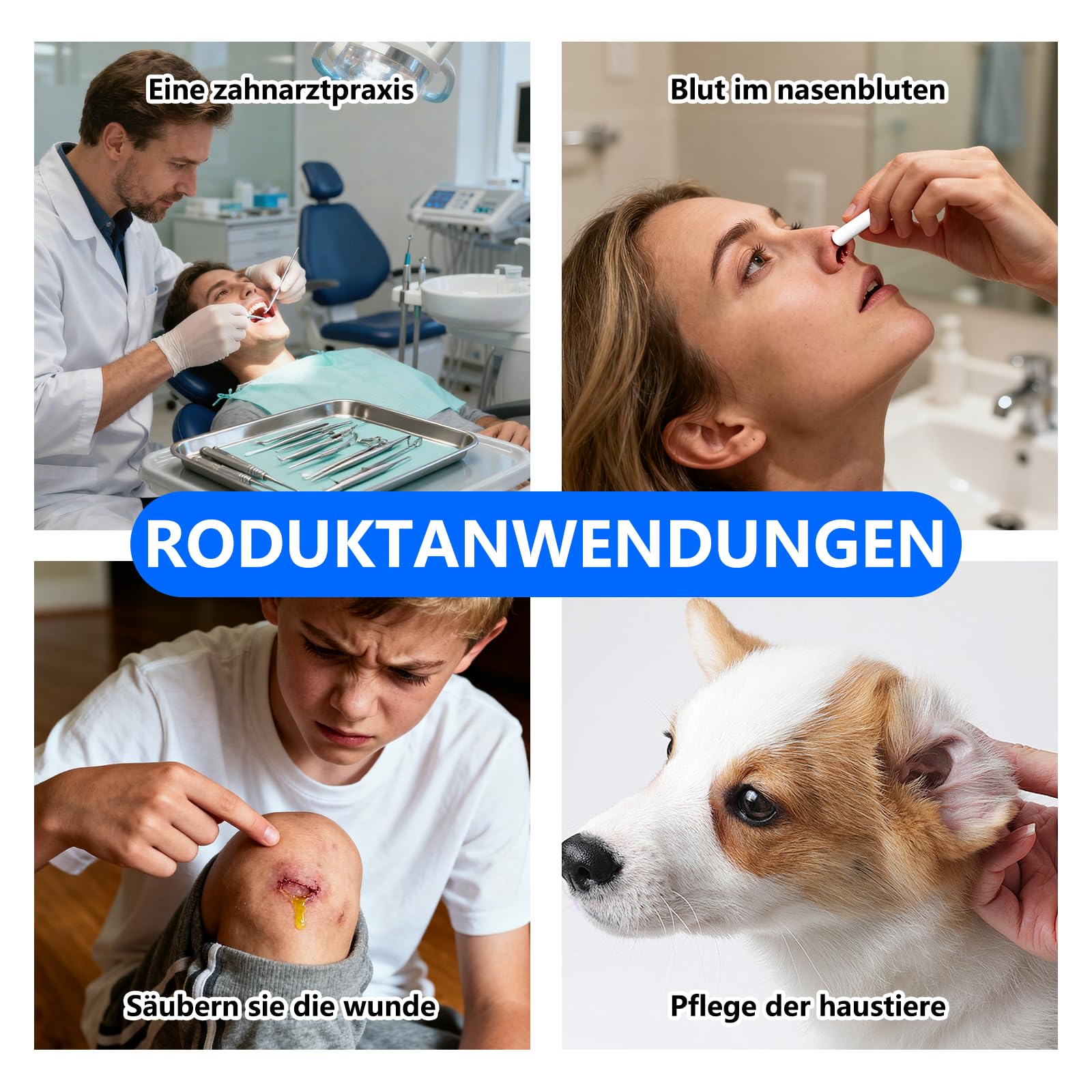 1000pcs Zahnwatterollen, Dental Watterollen Hochsaugfähig Baumwolle nasenbluten stopper für Mundhöhle, Nasenbluten oder andere Notfallunfälle