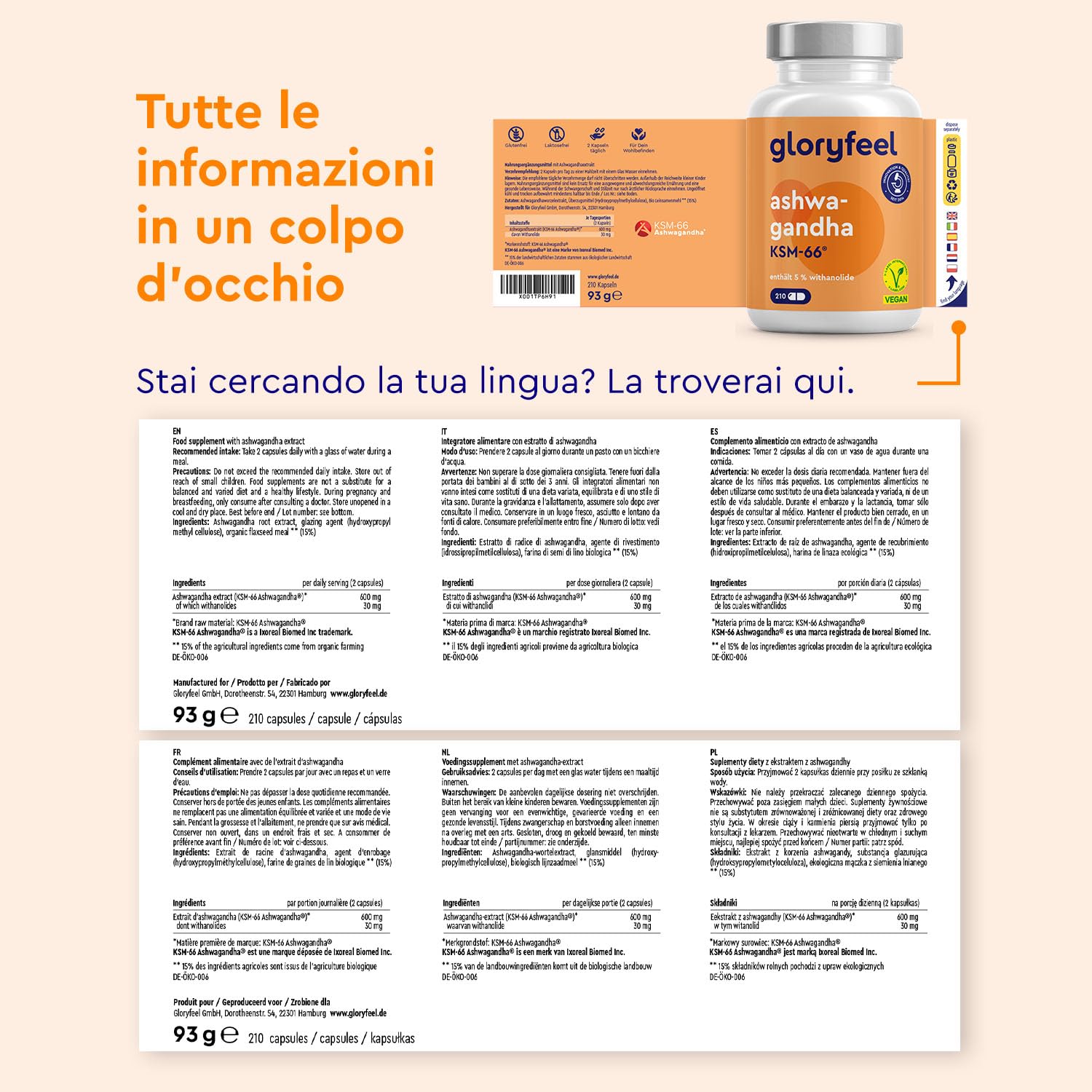 Ashwagandha KSM-66®, Ginseng Indiano Alto Dosaggio, 600mg per Dose Gionaliera, 210 Ashwagadha Capsule Vegan, (3 mesi), Estratto di Ashwagandha (Withania Somnifera) Qualità Premium KSM 66 Ashwagandha
