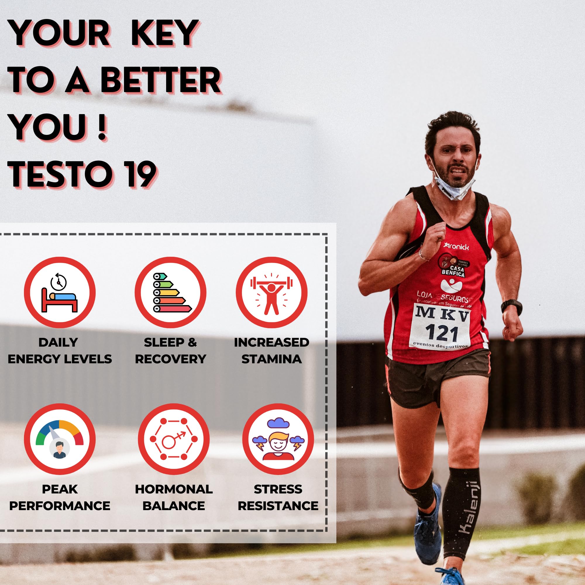 Vedapure Testo-19 Testosterone Booster Supplement for Men | Blend with 1000mg Ashwagandha, Safed Musli, Shatavari & Gokhru - 60 Capsules/Bottle