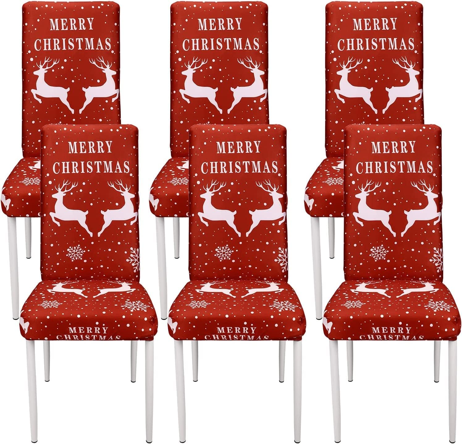 ManChDa Christmas Dining Chair Covers Set of 6 Slipovers Stretch Dining Chair