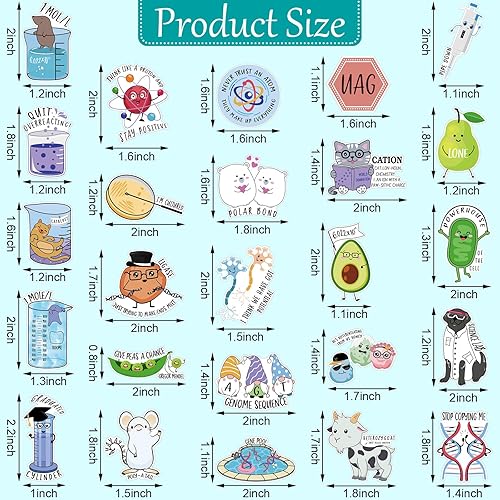 Miniatura 2 de 500 calcomanías de química Punny para niños y adultos, divertidas calcomanías de experimentos de biología para botella de agua, laptop, teléfono,