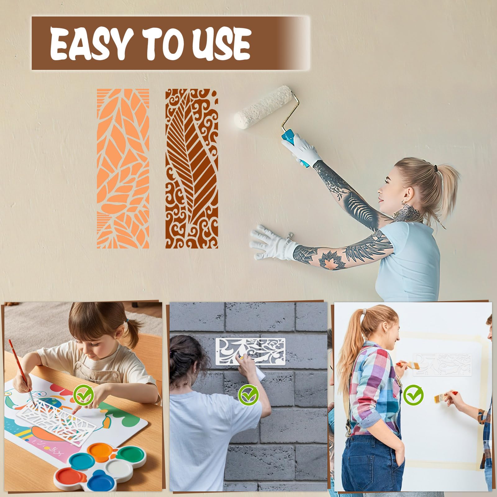 18 plantillas para manualidades, 10 x 30 cm, plantillas de plástico reutilizables para decoración de pasteles de árbol, para hornear, muebles de pared de madera, lienzo, álbumes de recortes