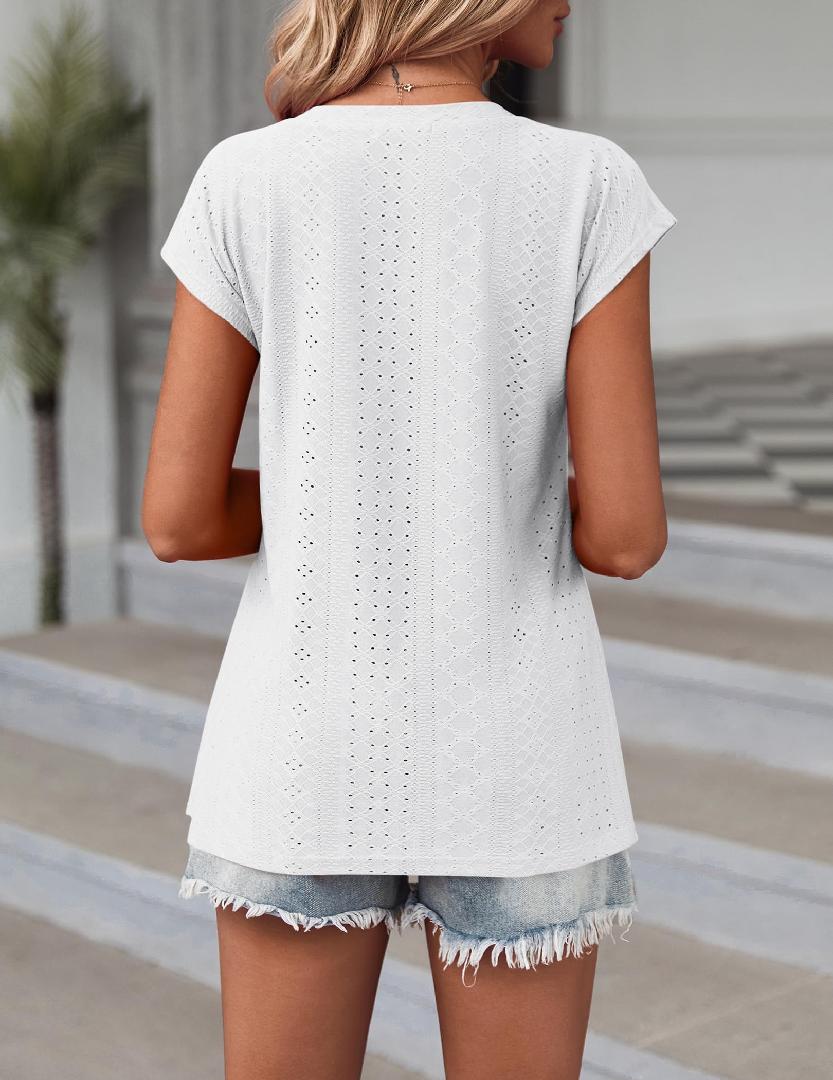 Zeagoo Mujeres Verano T-Shirt Manga Corta con Cuello En V Camiseta Cómoda Suelta Elegante para Mujer Blusa Sólidos Casual De Mujer