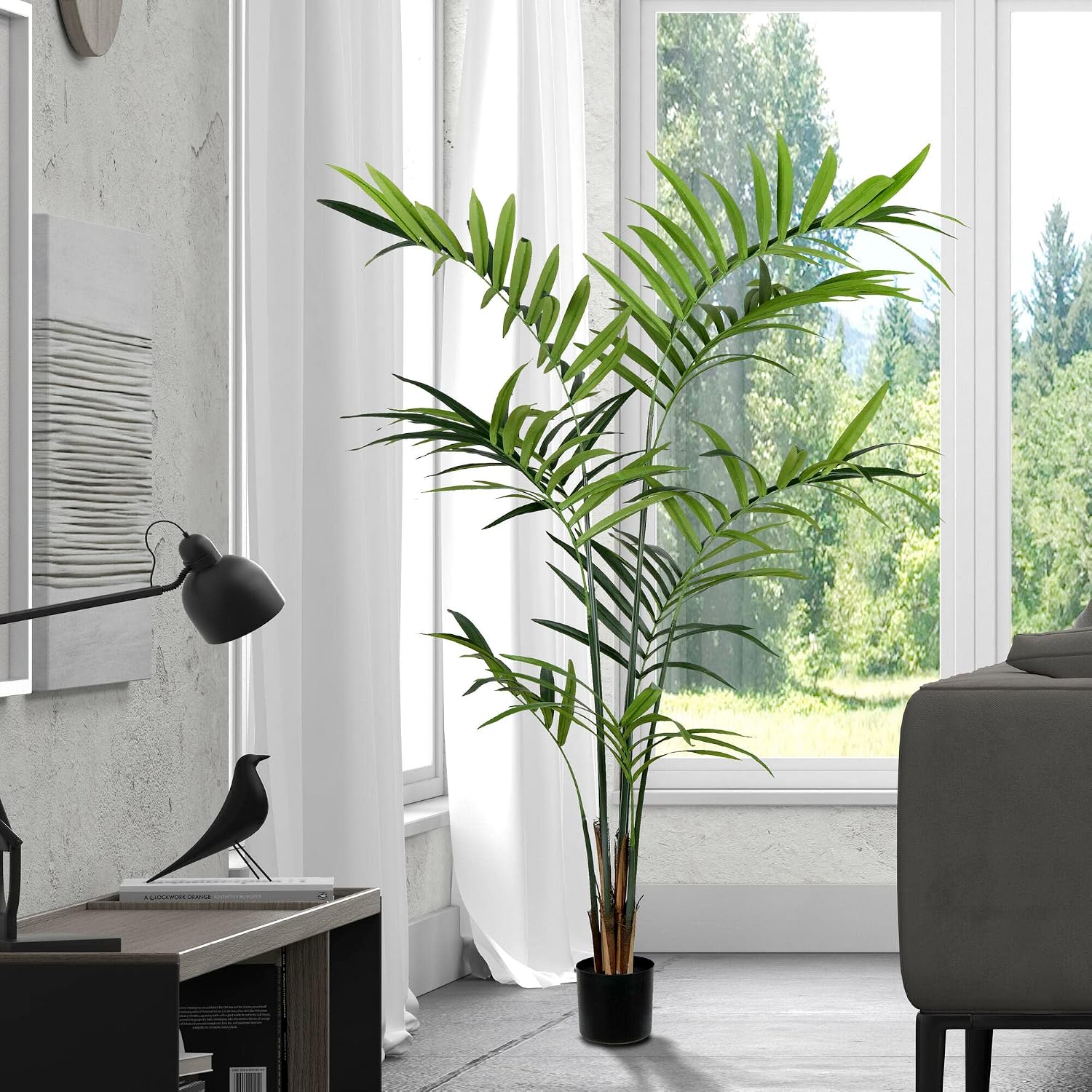 Vickerman Everyday Artificial Kentia Palm Tree 7 Foot Tall - Realistic Indoor Greenery Decor - Faux Potted Decoration for Home Or Office Accent