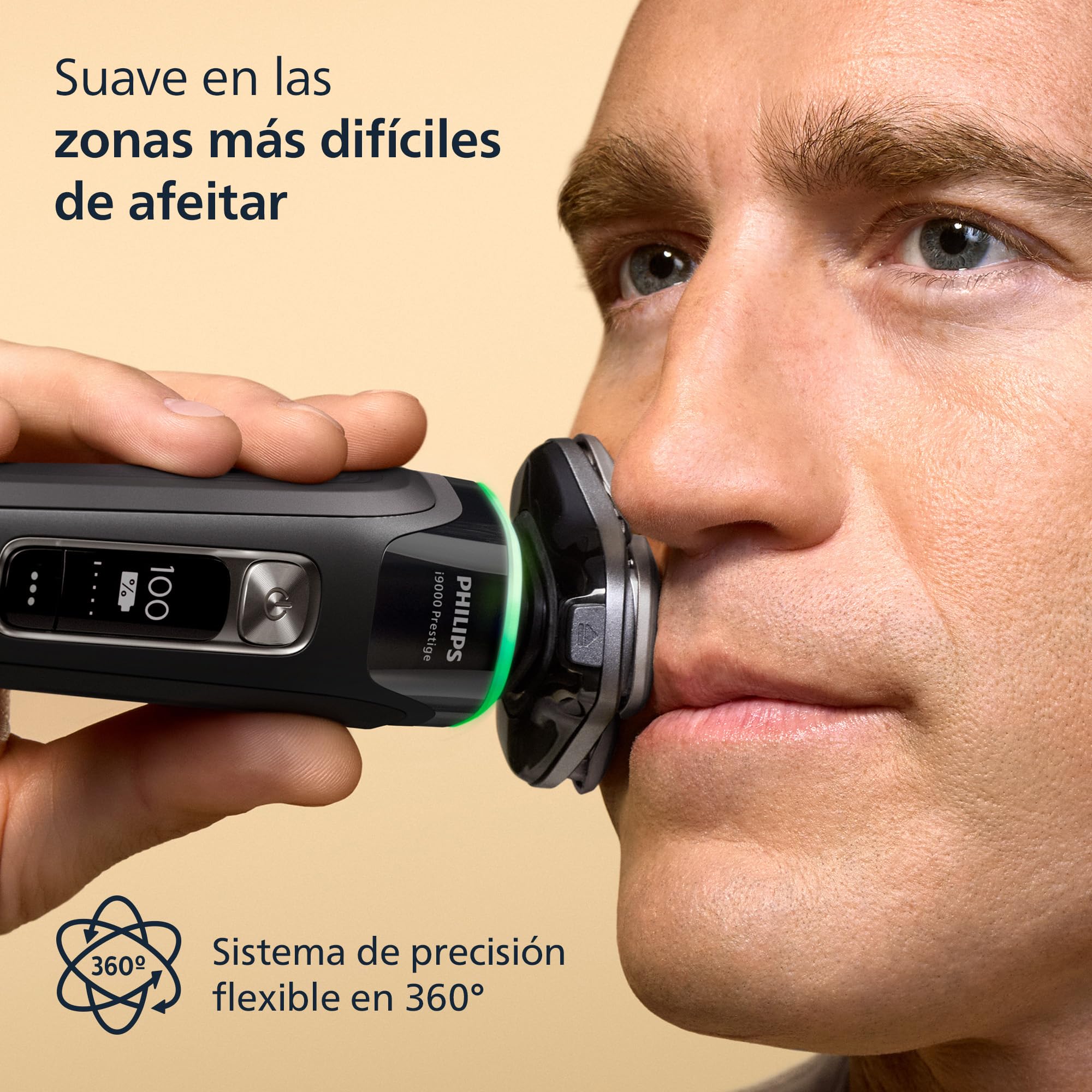 Philips i9000 Prestige, Afeitadora Eléctrica Hombre, Máquina de Afeitar Barba en Seco y Húmedo, Tecnología SkinIQ, Base de Carga, Recargable, Estuche de Viaje, Centro de limpieza, XP9207/30