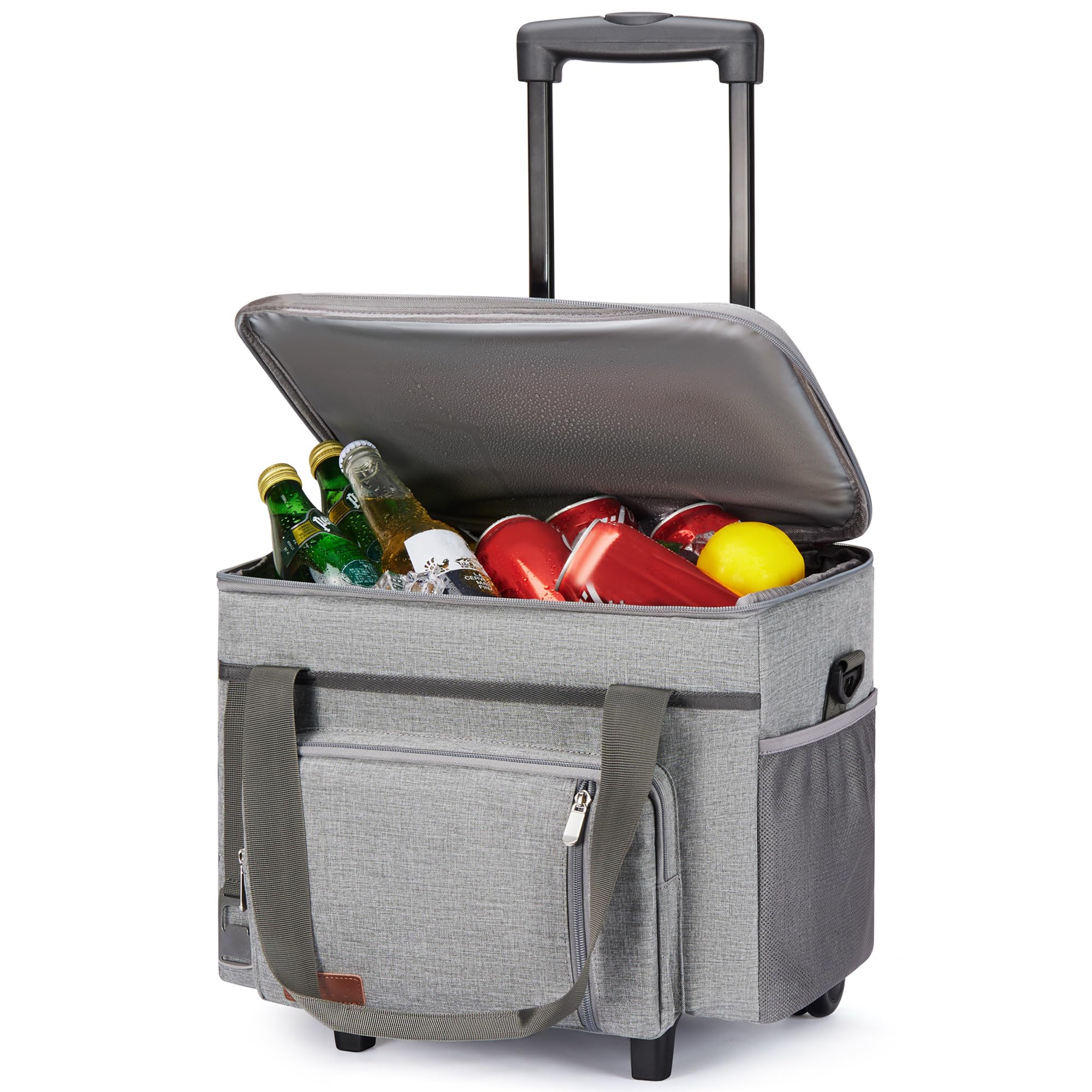 Soft Cooler Bag with Wheels 50-Can Leakproof Insulated Portable Rolling Cooler Extra Large Ice Chest Cooler Collapsible for Beach, Picnic, Outdoor Camping, Travel, Shopping, Ball Fields