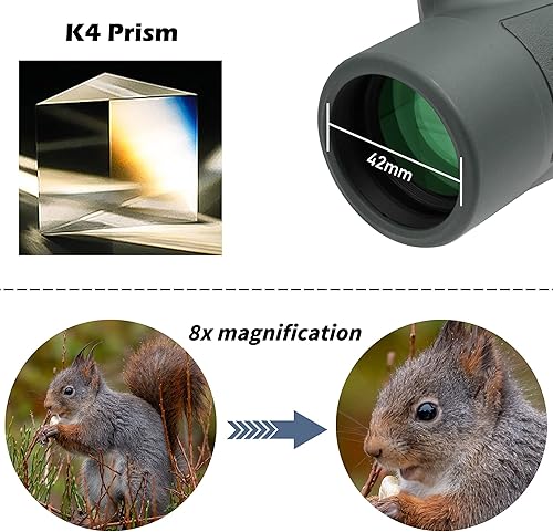 Miniatura 10 de Tydeux Telescopio monocular de prisma HD K4 de 12 x 50 pulgadas para viajes vida silvestre observación de aves caza campamento