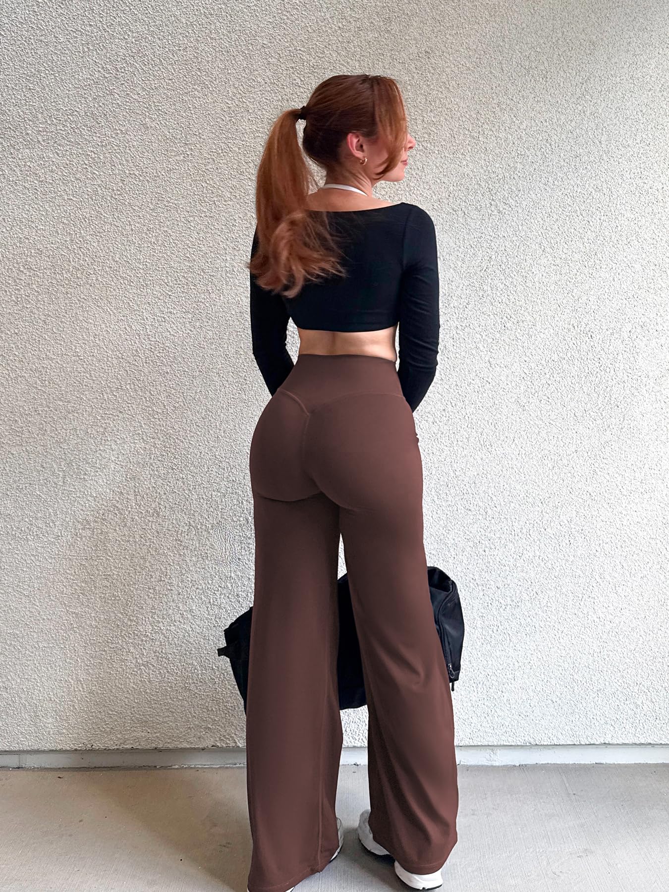 Nahtlose Straight Leggings Damen Hohe Taille Flared Leggings Yoga Hosen Sport Yoga Legging Damen Gym Yoga Pants Schlaghose-Regular/Lang/Extra Lang - 4