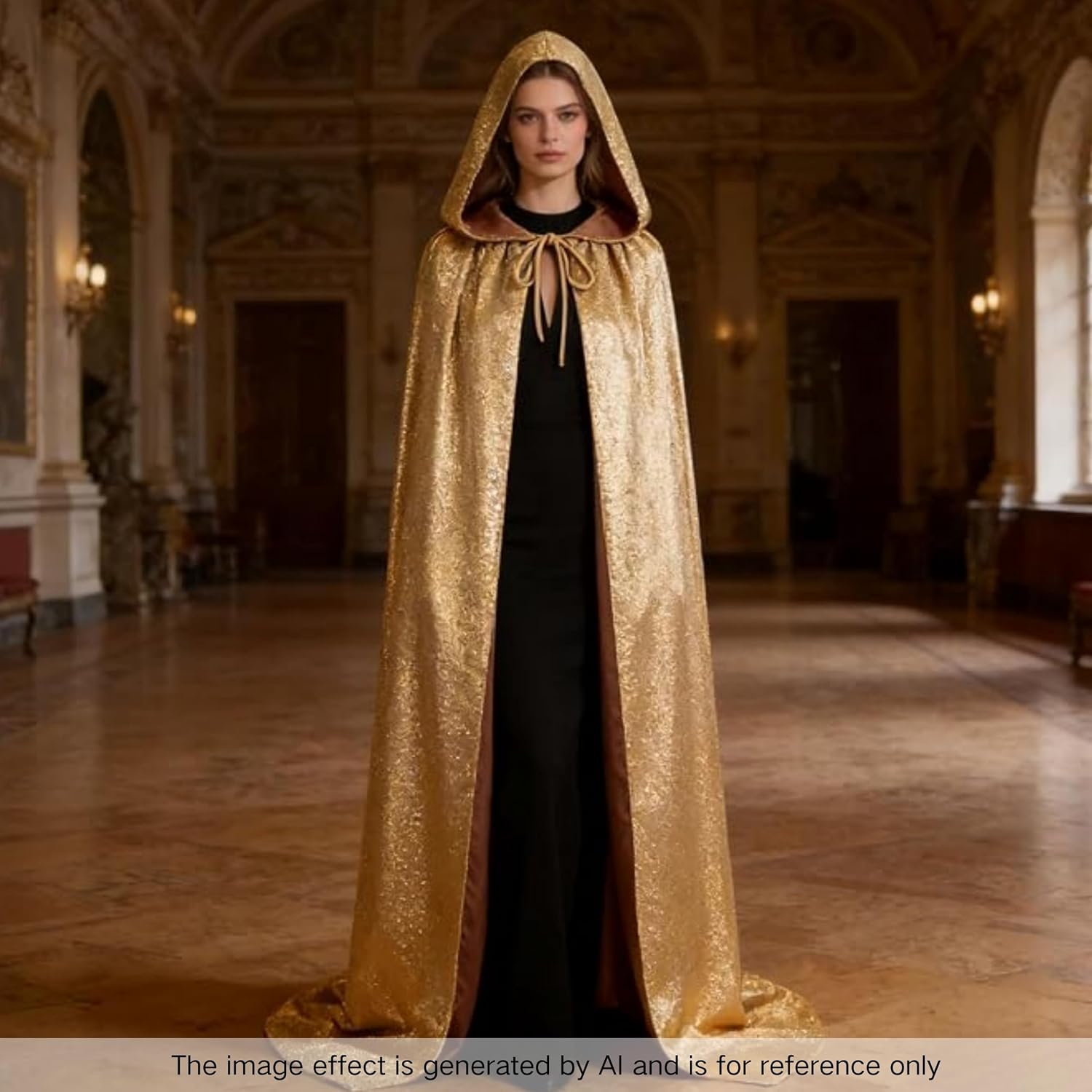 Adult Unisex Full Length Hooded Cloak Sparkle Shiny Cape with Hood Women Halloween Mardi Gras Wizard Cosplay Costume