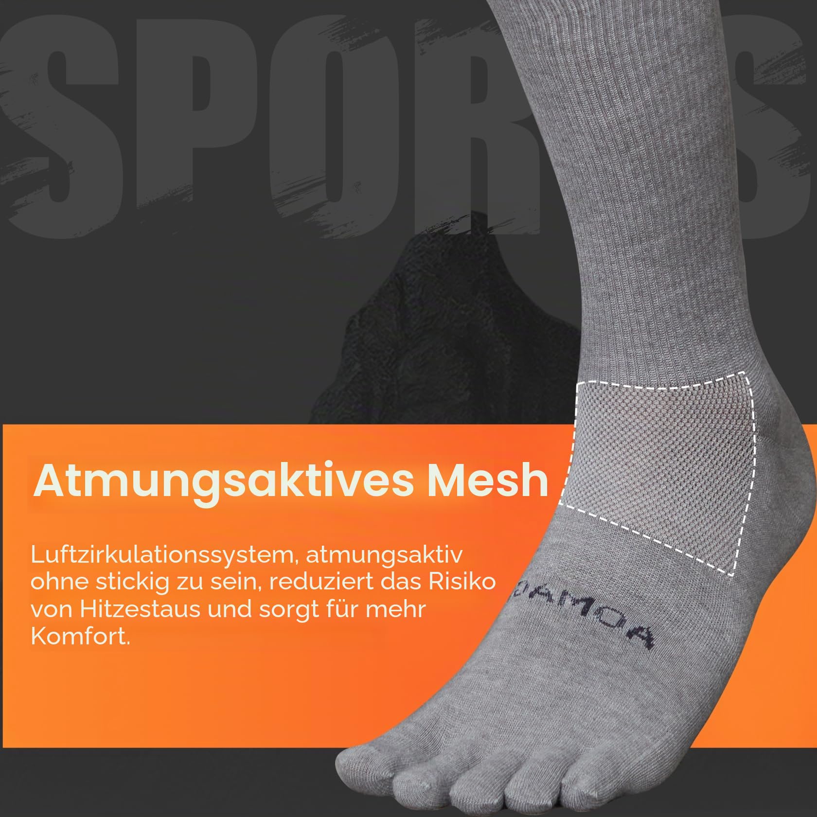 likloks Zehensocken für Herren und Damen – Sportliche Lauf- und Wandersocken mit fünf Zehen, Crew-Länge – Bequem, Weich, Atmungsaktiv