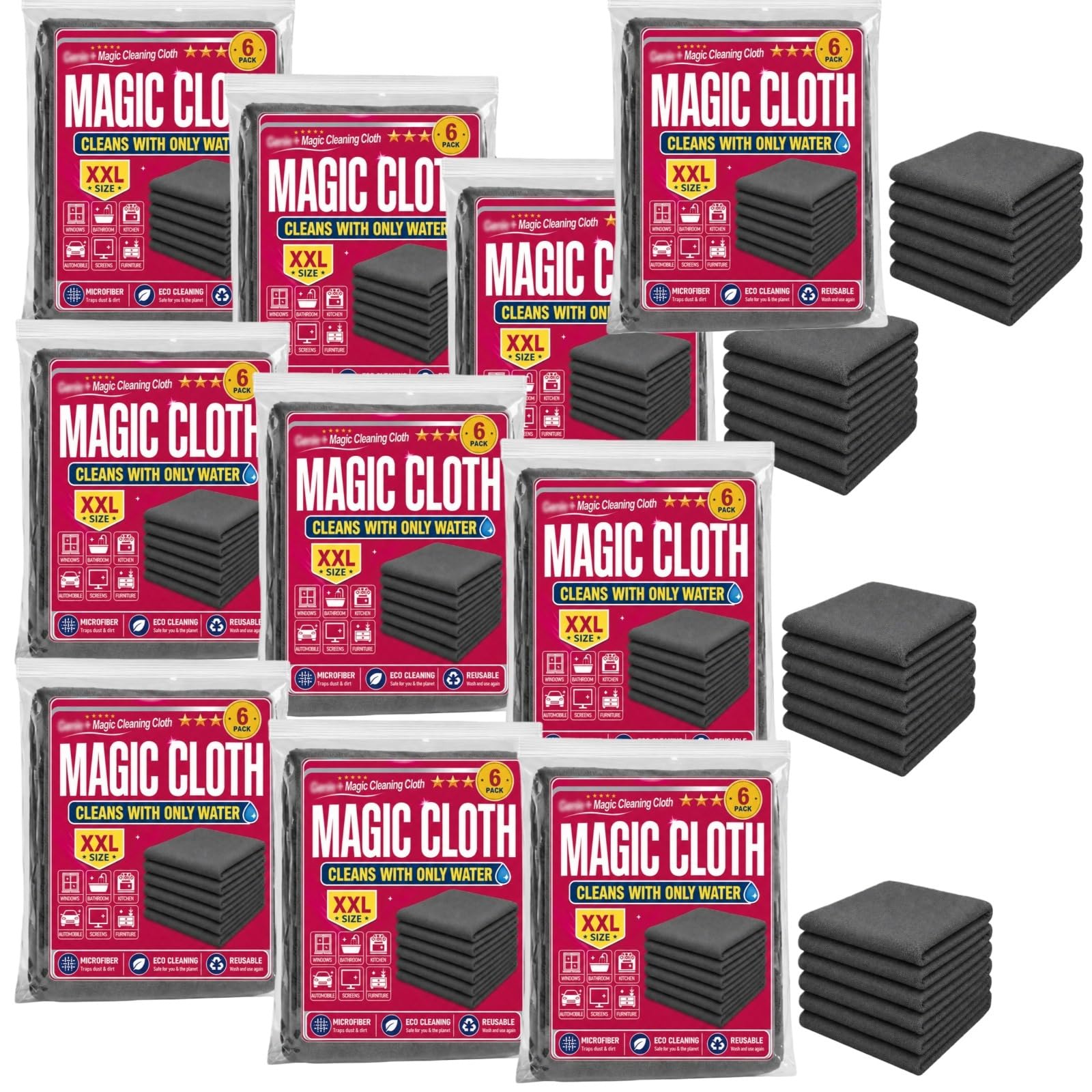 Lot de 6 chiffons de nettoyage en microfibre, non pelucheux et sans traces