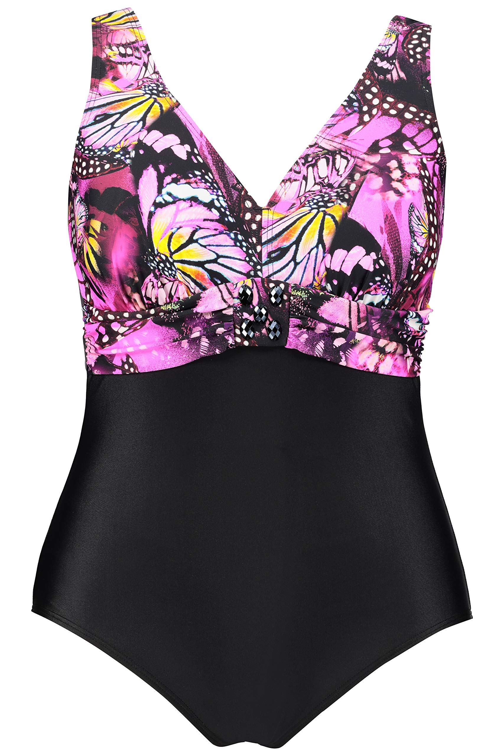 Ulla Popken Women's Badeanzug Schmetterling, Große Größen Swimming Costume