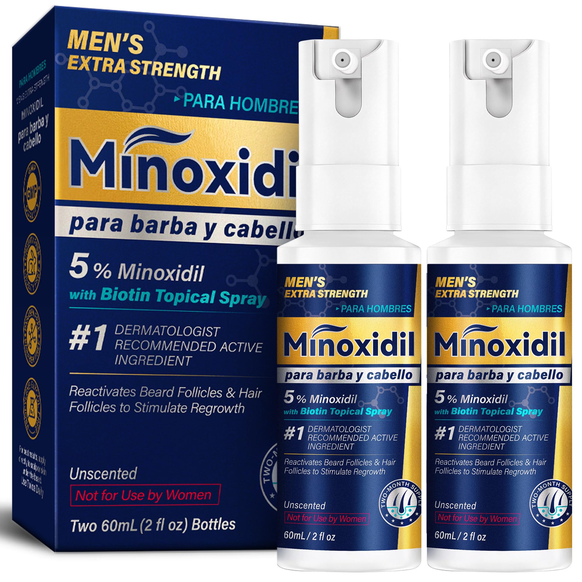 Minoxidil for Men Beard Growth Serum Extra Strength 5 Minoxidil Spray for Men Beard and Hair Regrowth Treatments