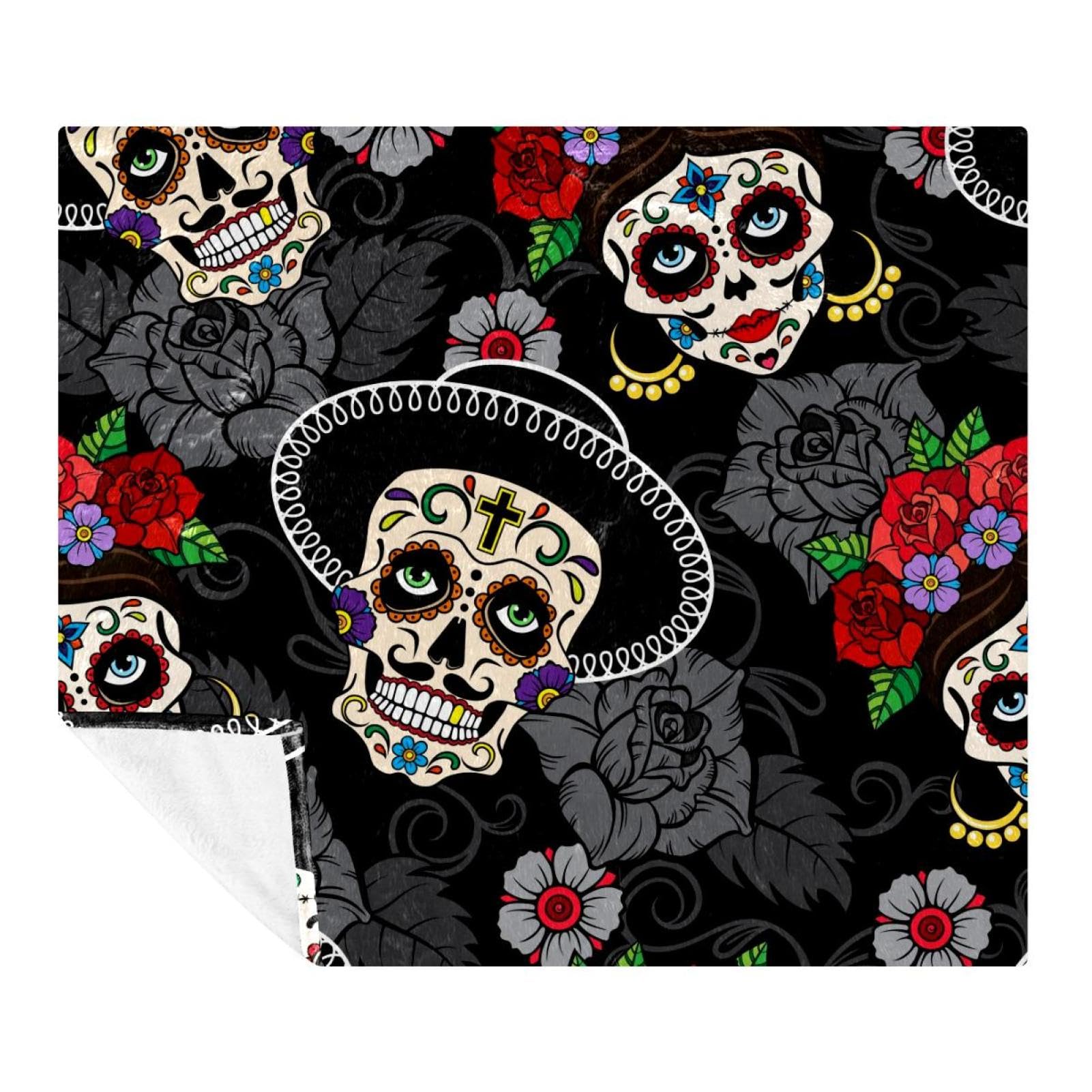 Couverture Dia de Los Muertos polaire pour vos soirées cocooning en famille et vos voyages