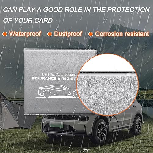 Miniatura 4 de Soporte para registro y seguro de automóvil, paquete de 2 organizadores de documentos esenciales de alta calidad con cierre de velcro fuerte,