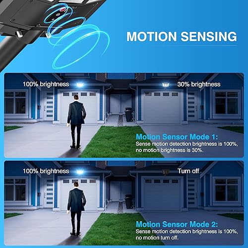 Miniatura 3 de Luz solar de calle de 5000 W, luces solares de gran angular para exteriores IP66, 6500 K del atardecer al amanecer, luz de inundación de seguridad