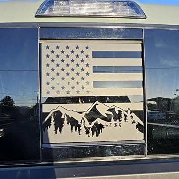 Rear Back Middle Window Decal Fits Toyota Tacoma 2005-2015 2016-2023 Mountain Scene American Flag Vinyl Stickers Matte Black