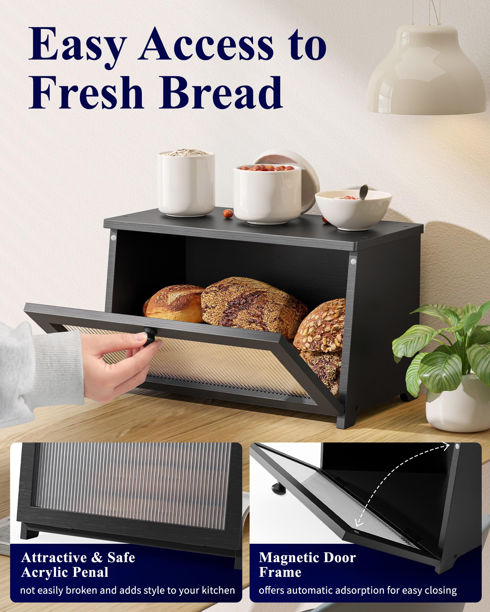 Amazon.com: Kitsure Bread Box - Wooden Bread Box for Kitchen