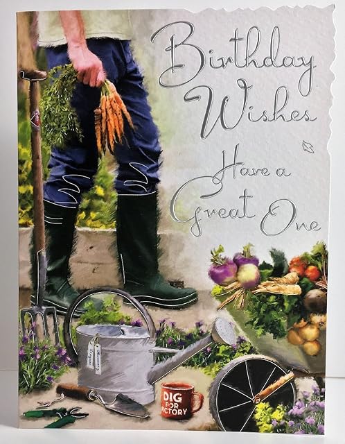 Greeting Card (JJ4252) Male Birthday - Gardening - Foil Embossed Finish