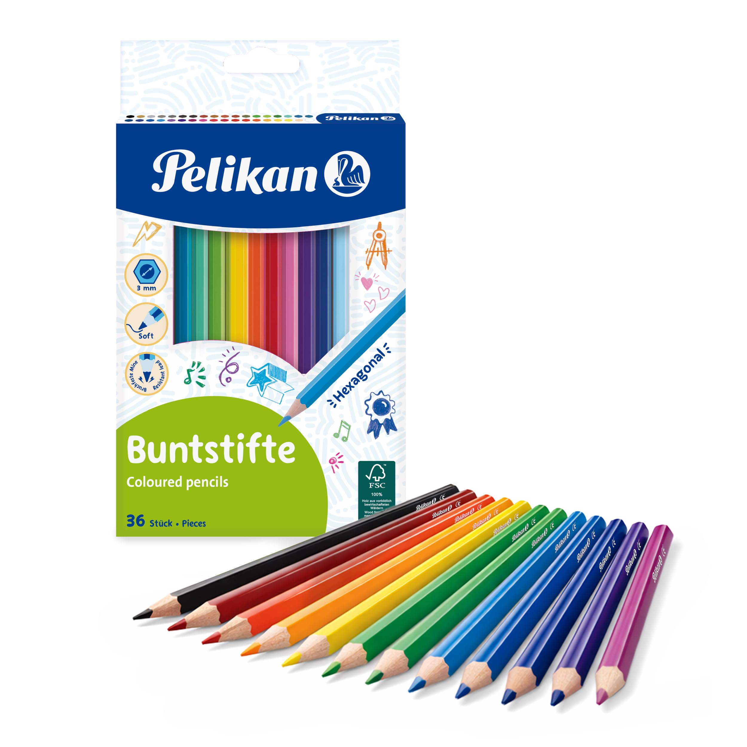 Crayons de Couleur Colortime, L : 17 cm, mine 3 mm, bleu clair, 12