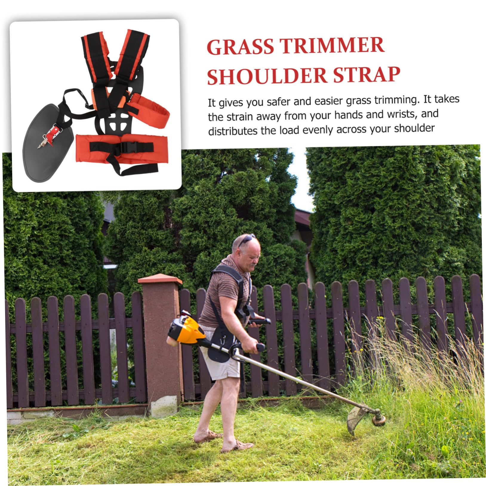 BESPORTBLE de Hombro W Acolchado para Cortacésped Cinturón Ajustable para Desbrozadora y Segadora de Hierba Accesorio Cómodo y Resistente para Jardín