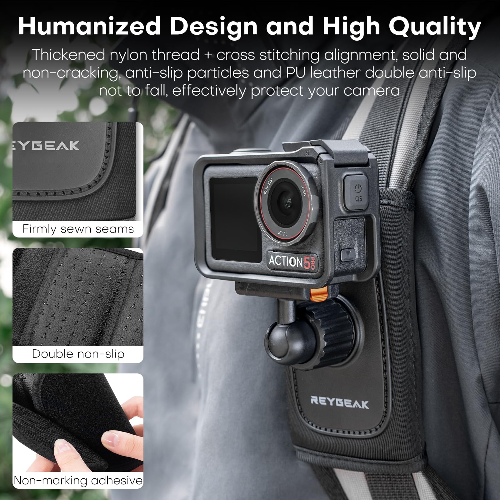 REYGEAK Sangle d'épaule pour DJI Osmo Action 5 Pro/Action 4/Action 3, avec épaulière réglable, système de Fixation de Sangle