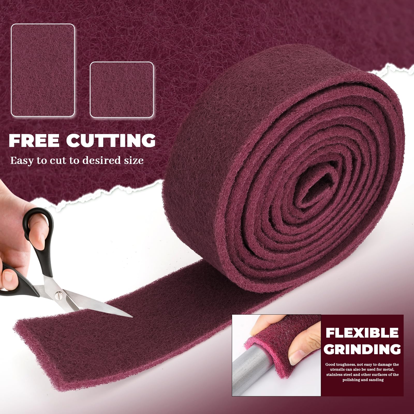 Rouleau de Papier Abrasif 5 m x 100 mm - Grain 240 - Papier Abrasif/Tampon de Ponçage pour Bois, Métal, Inox, Acier Inoxydable - Éponge de Ponçage pour Applications Professionnelles