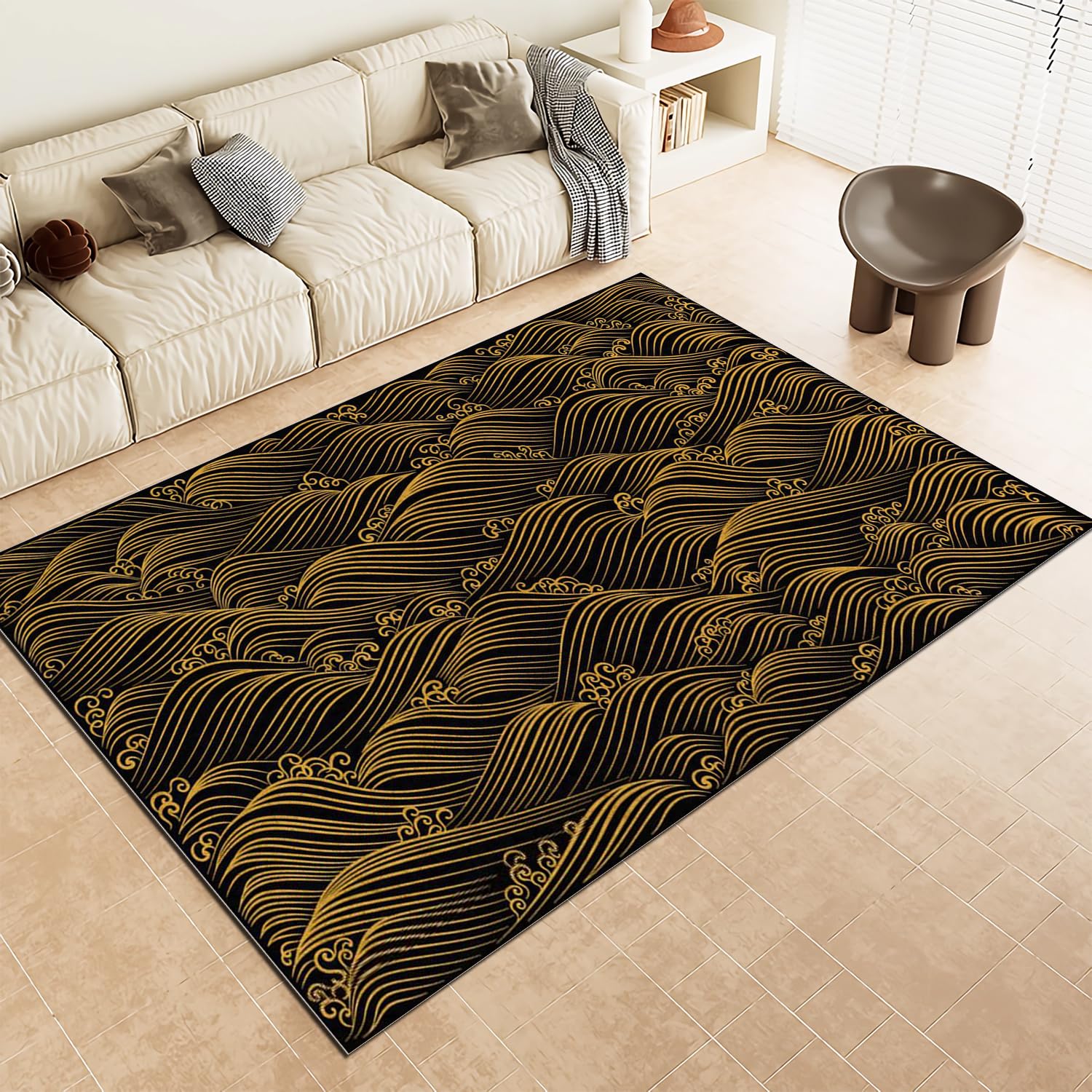 Tapis de salon vintage haut de gamme 140x200 cm à texture luxe et finitions durables