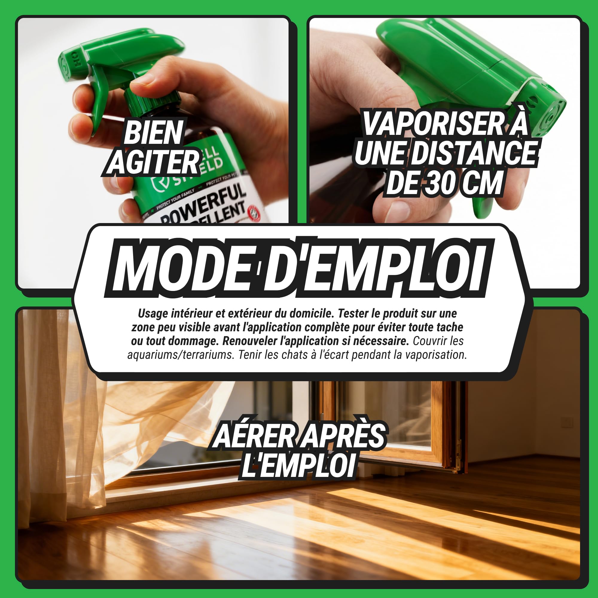 RepellShield® Spray Anti Guepe pour Piscine, Toiture, Jardin -500ml- Non Tachant - Barrière Répulsive à Base de Plantes et Extrait de Chrysanthème - Anti Guepes et Frelons Exterieur