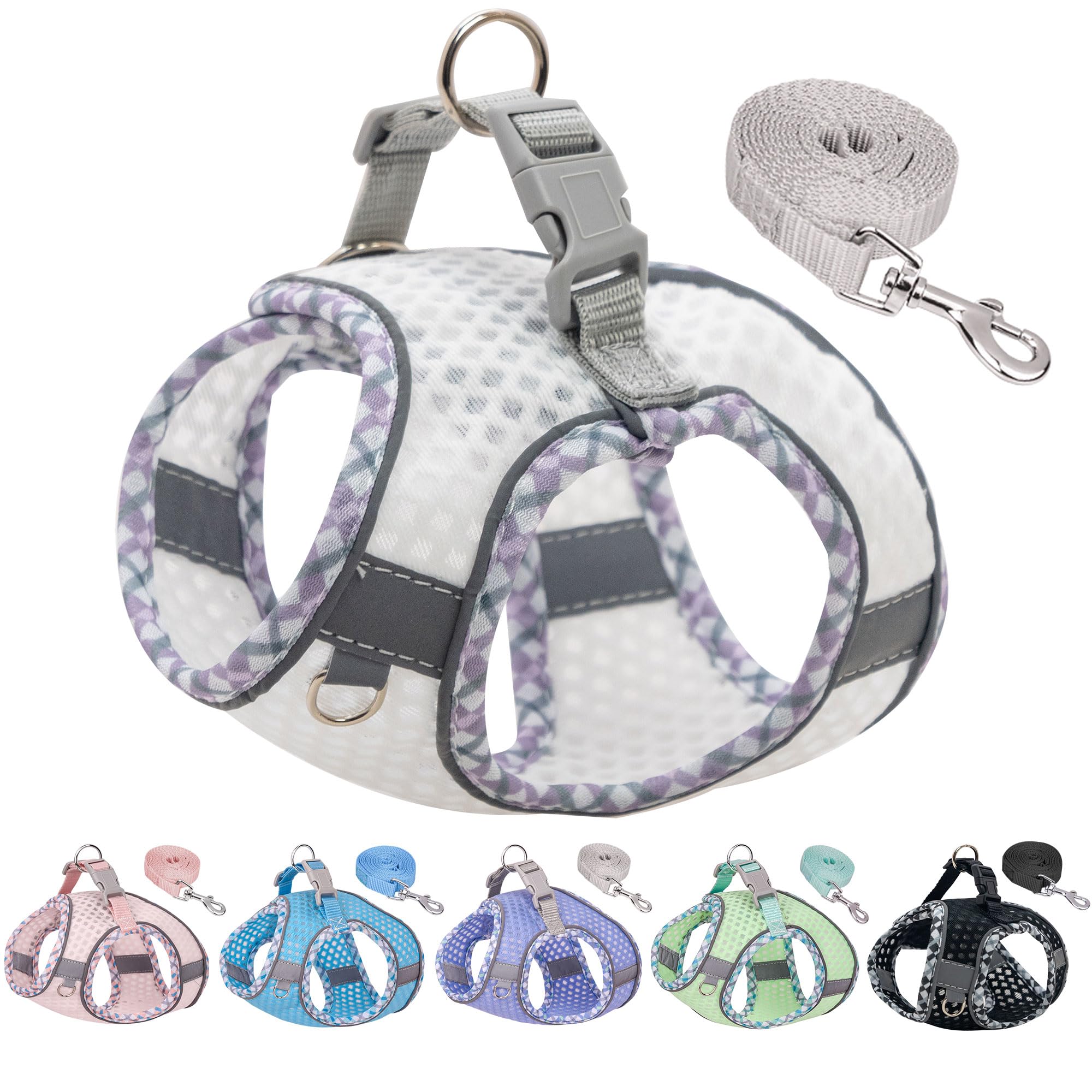 JOYPAWS Step in Dog Harness and Leash Set, No Pull Escape Proof Vest Harness with Soft Diamond Mesh and Reflective Bands, Adjustable Pet Outdoor