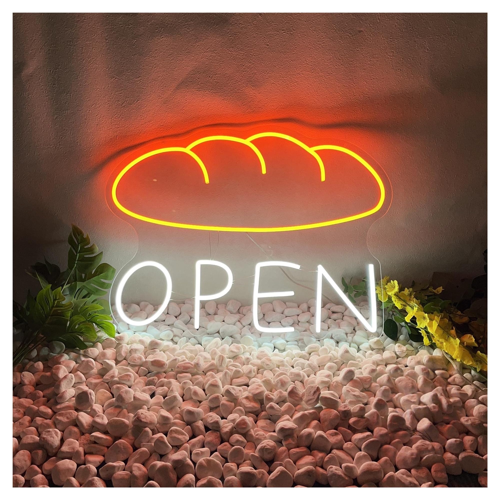 RONGCH Hanging Art Signs Bakery Open Neon Sign Restaurant Shop Deli Food Market Kitchen Home Hanging Wall Decor 45cm