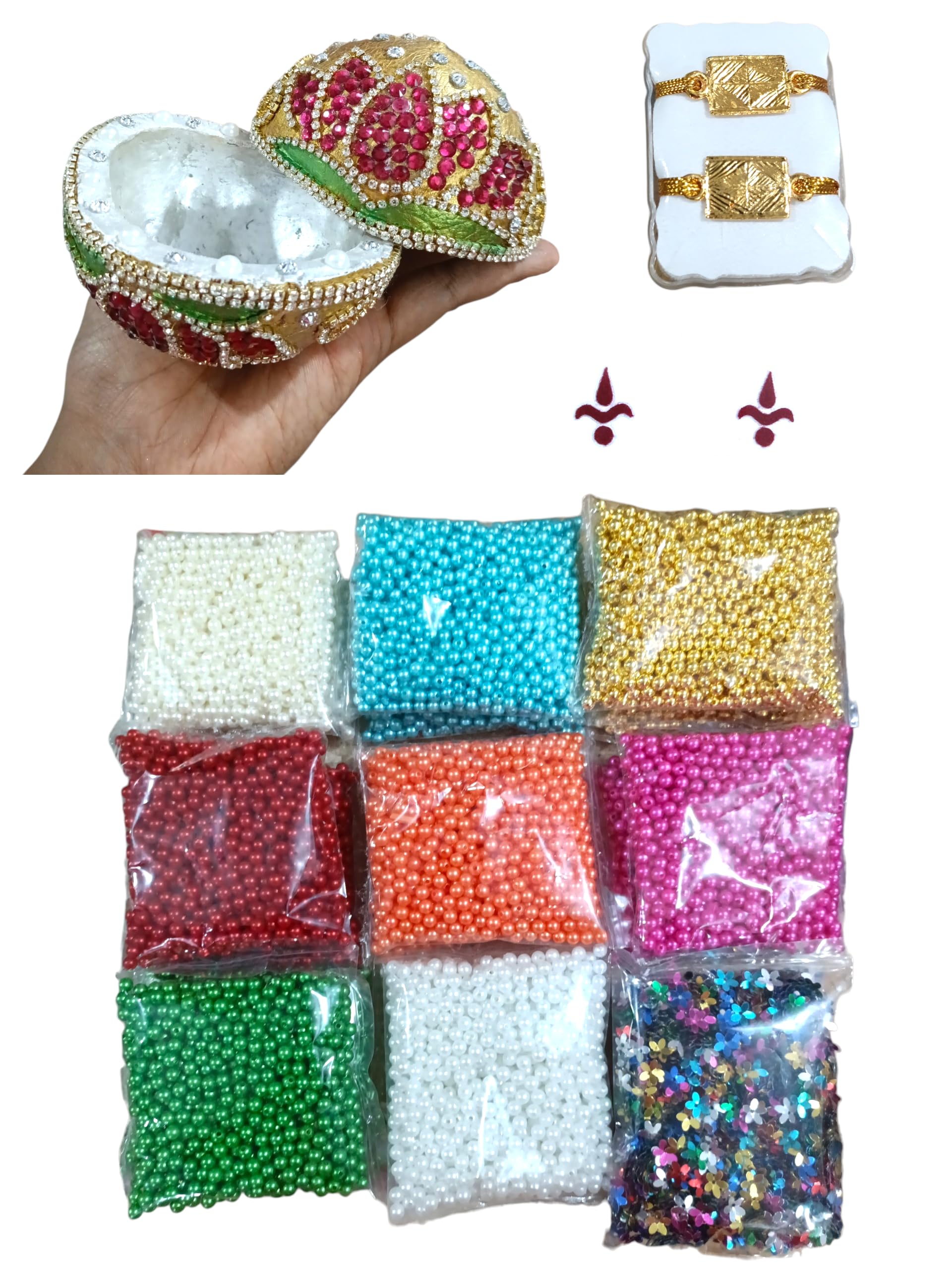 Traditional Ethnic Indian basikalu/basikam/basinga for Forehead 1 Pair (Coconut Shells and talambralu 001)-image-17