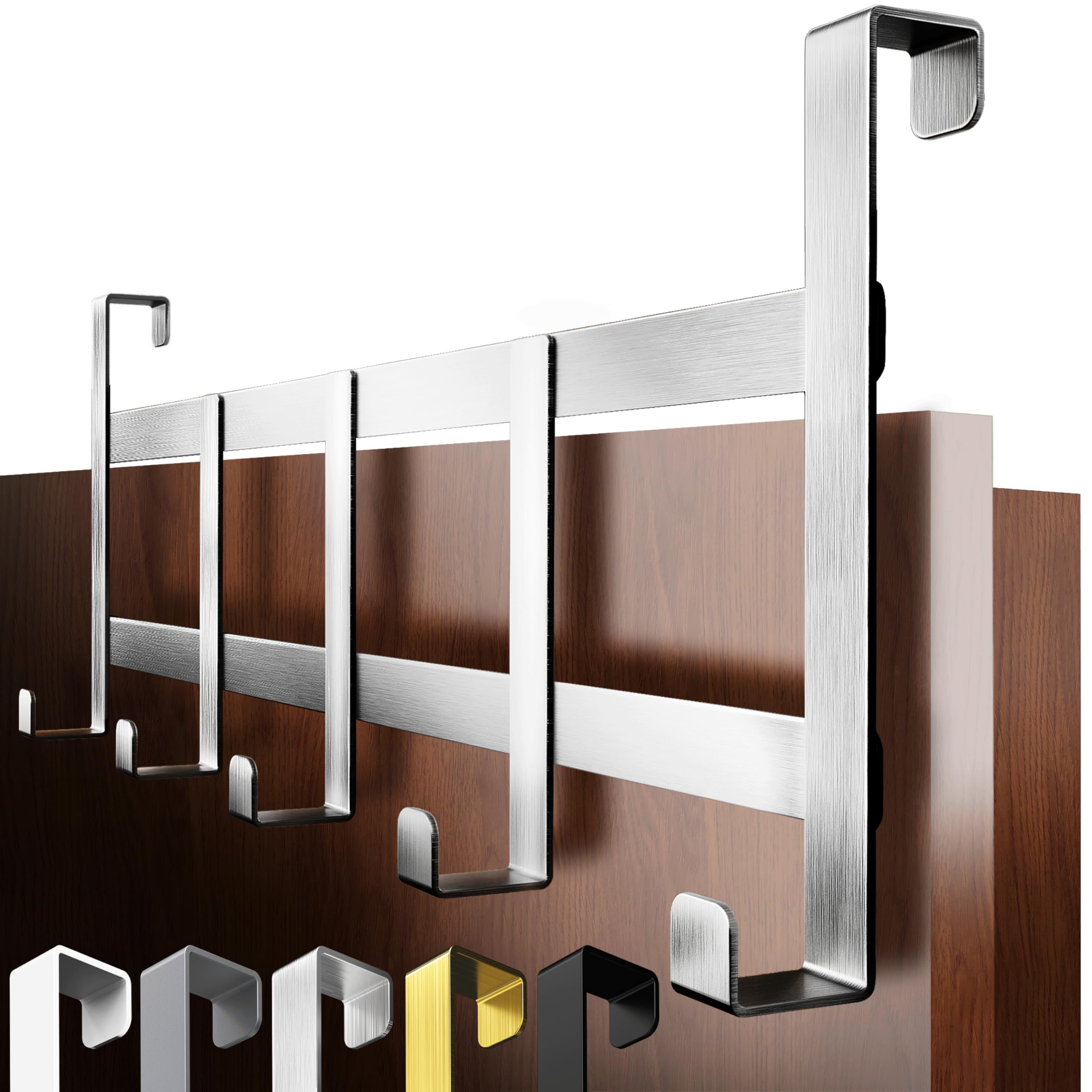 4smile Türgarderobe zum Einhängen – Türhaken aus Edelstahl, flexible Kleiderhaken Tür, robust - Vielseitige Haken zum Einhängen, platzsparende Türhakenleiste für gesamte Wohnung