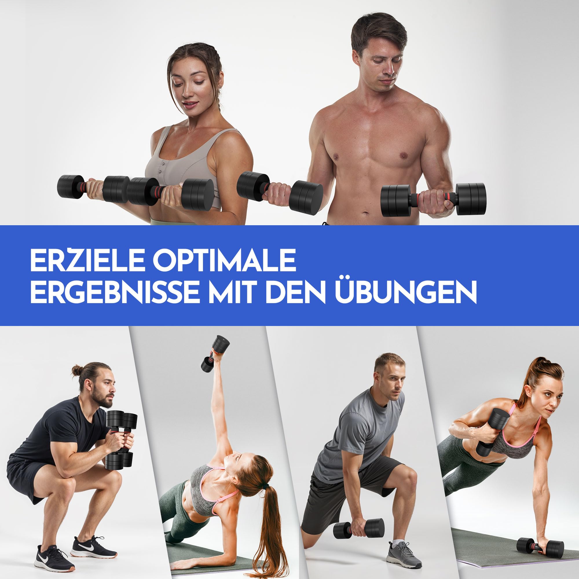 NEOLYMP 2er Set verstellbare Kurzhanteln – platzsparendes Hantelset aus Stahl mit ergonomischem Griff für Krafttraining & Home Gym – in verschiedenen Gewichtsstufen.