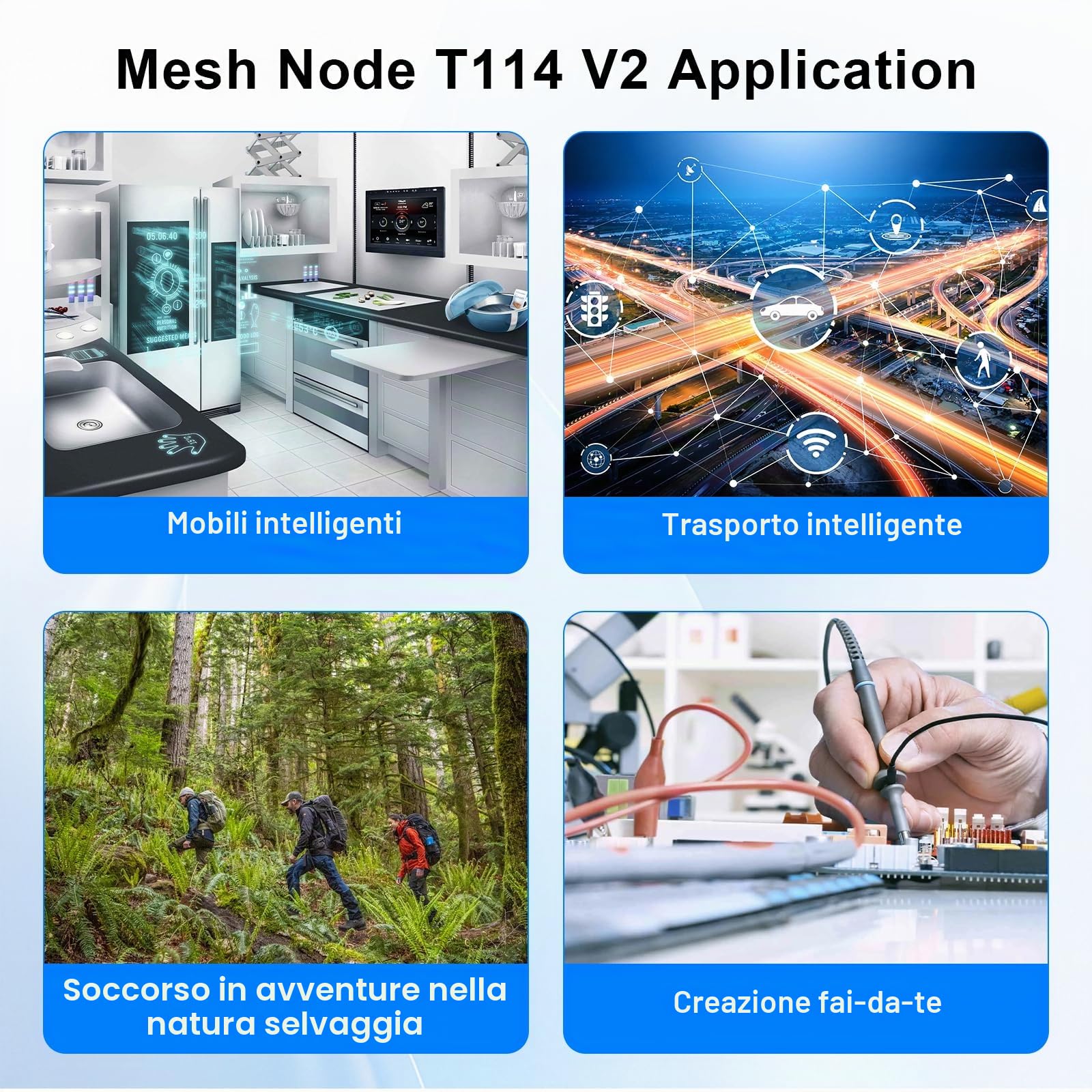 Mesh Node T114 V2 lorawan per Meshtastic Binghe Meshtastic Tracker nRF52840 LoRaWAN LoRa con 1,9″ TFT-Display LoRa Modulo 863-928mhz BLE/WiFi Compatibile con Arduino/Meshtastic(Custodie per schermi)