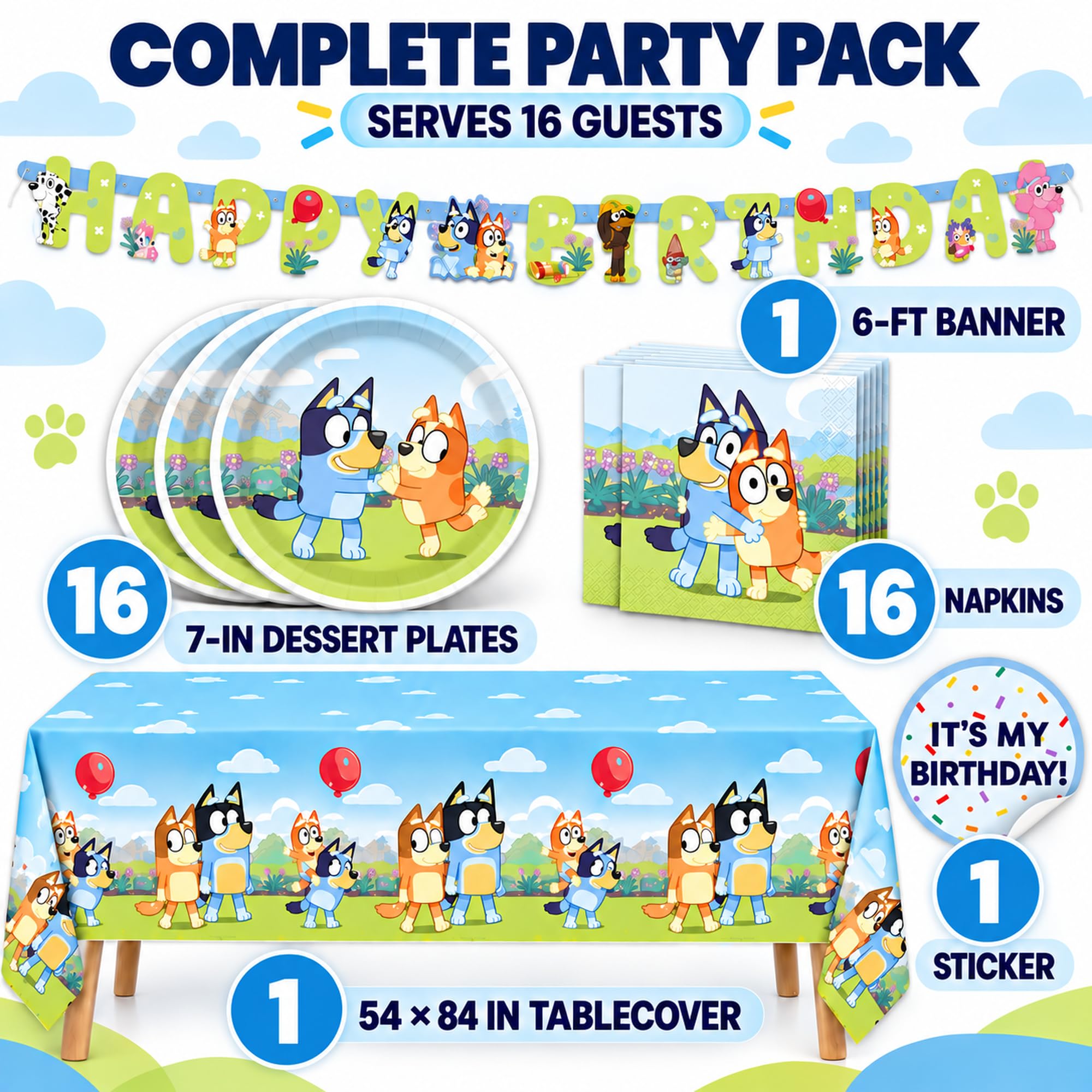 Bluey Birthday Party Decorations - Serves 16 -2