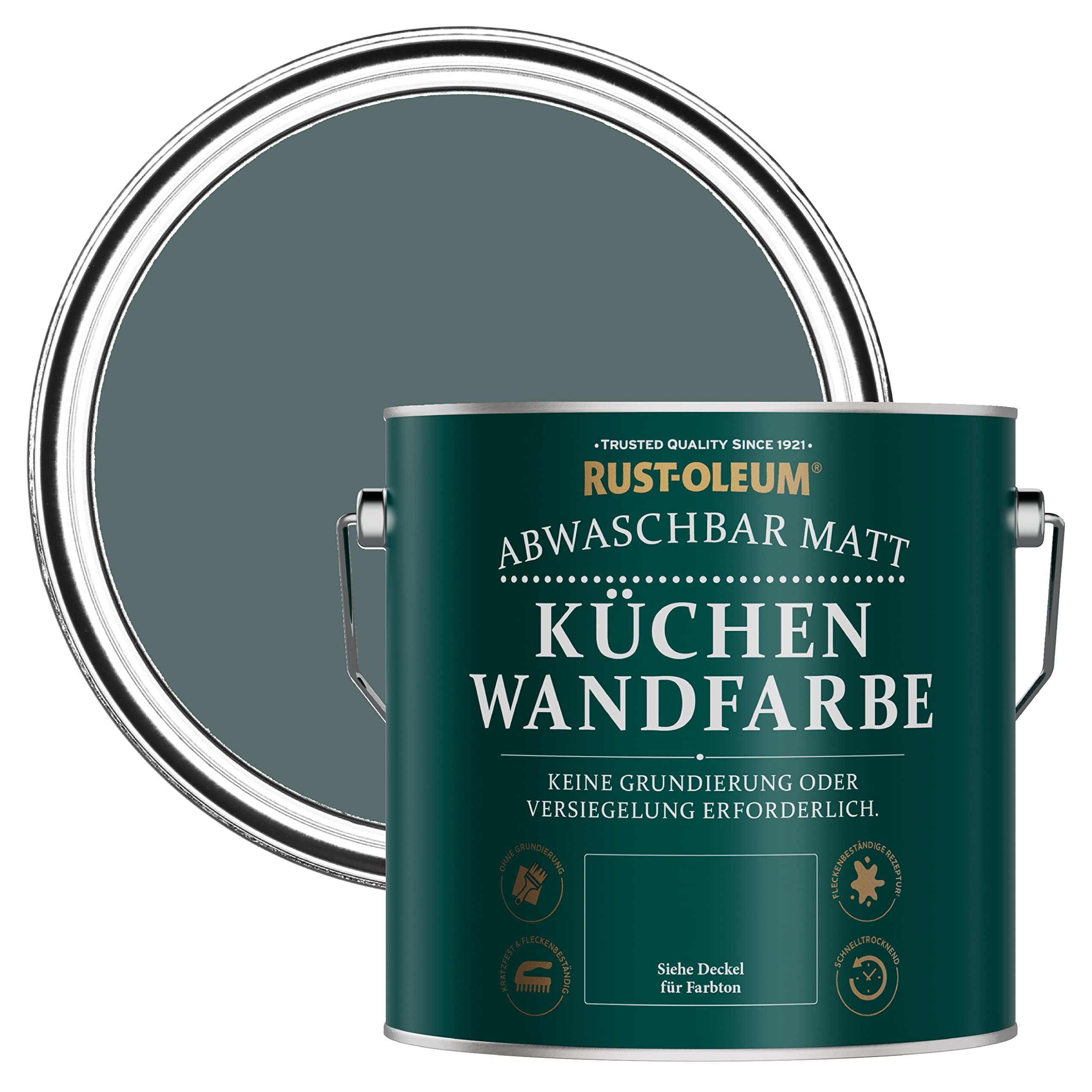 Rust-Oleum abwaschbare matte, geruchsarme dunkelgrün Küchenwandfarbe - Tiefsee 2,5 Litres