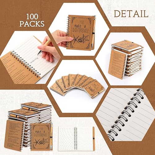 Miniatura 9 de Colarr 30 juegos de cuadernos en espiral de estrella de mar para estudiantes con diseño de estrella de mar, diario inspirador A6 y bolígrafos