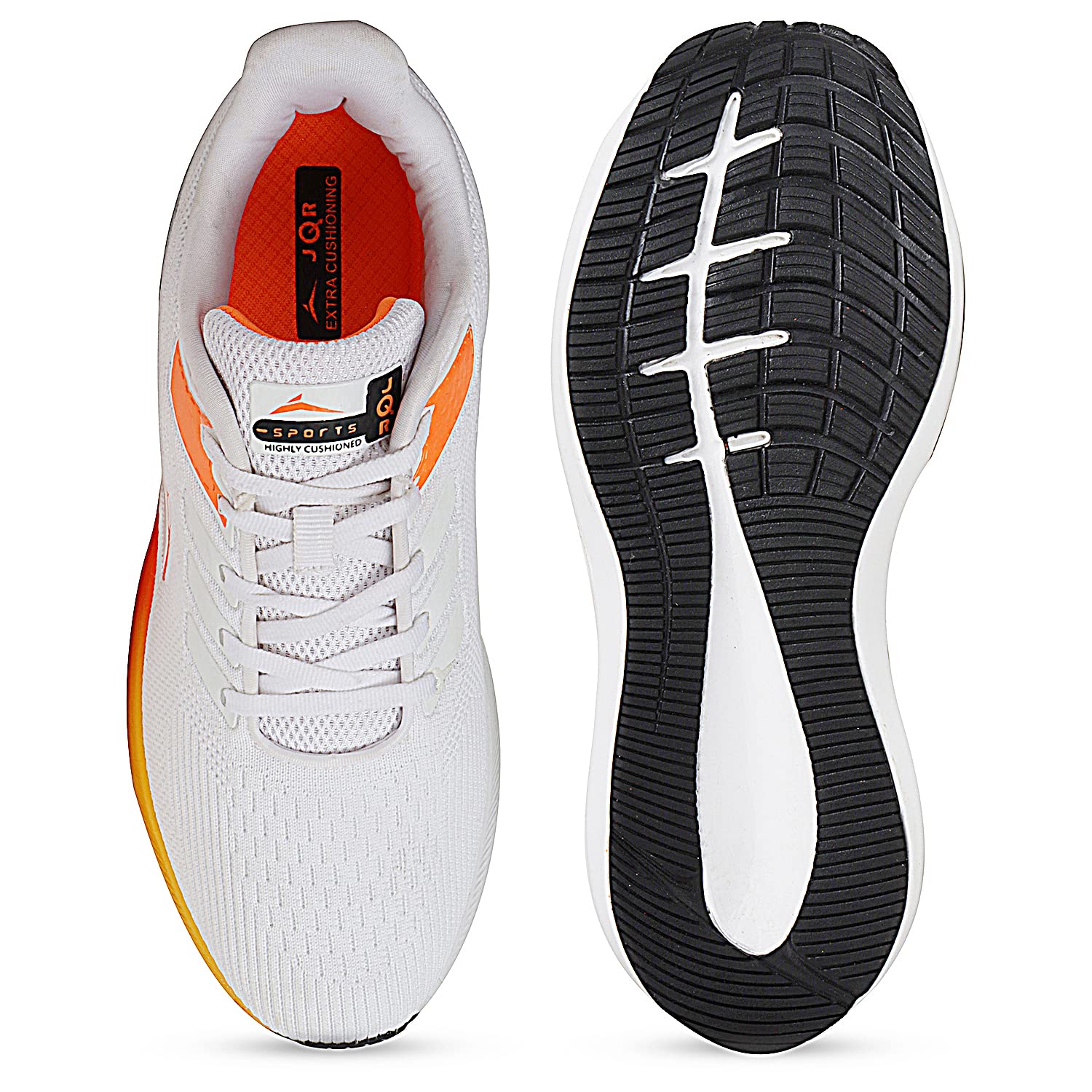 JQR Zoom Sports, correr, caminar, gimnasio, zapatos de entrenamiento para hombres, elegantes, transpirables, ligeros, cómodos, WHT/ORG, 8 UK