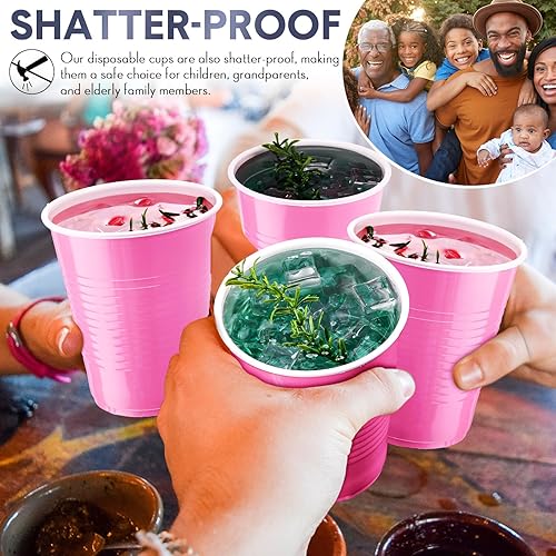 Miniatura 3 de 200 vasos de plástico a granel desechables de 18 onzas, vasos de boda, vasos de plástico duro para fiestas, copas de vino, tazas de bebidas